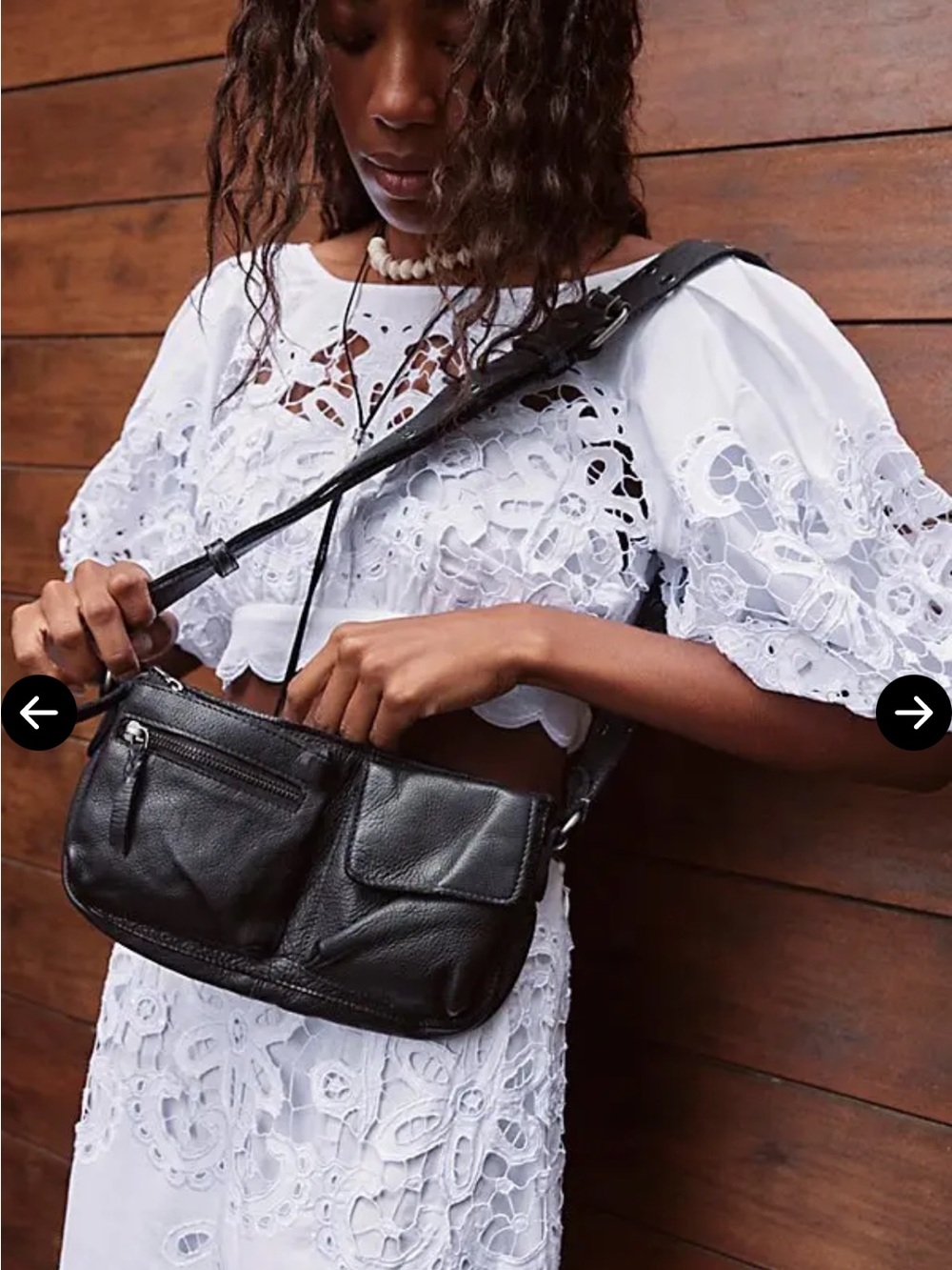 Free People Wade Classic Black Leather Sling/Crossbody Bag